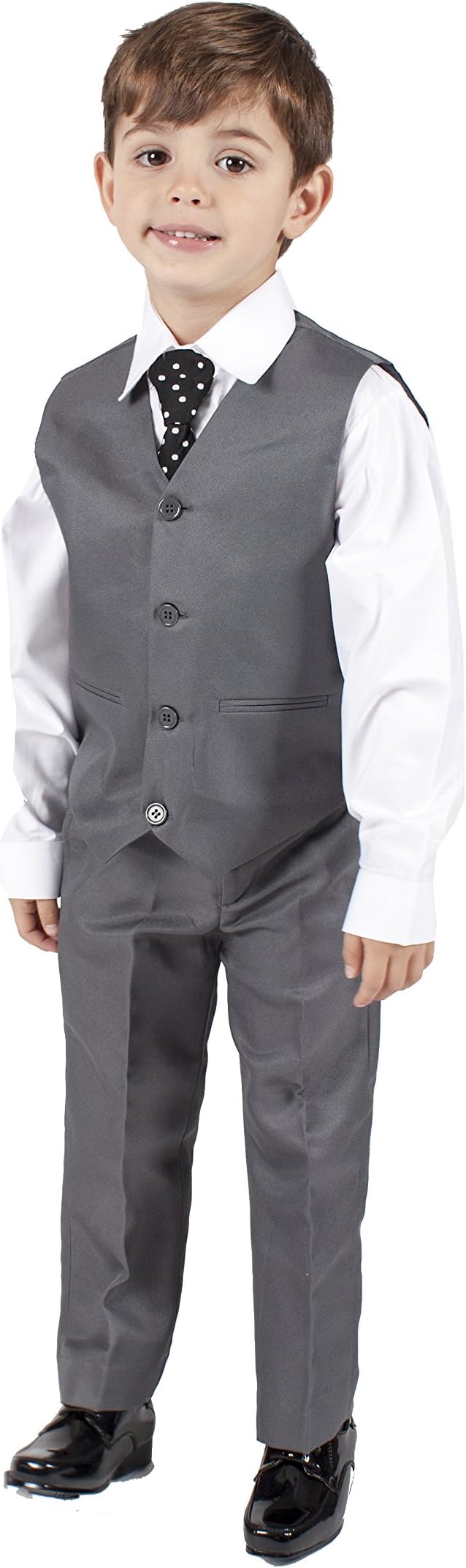 Boys Grey 4 Piece Waistcoat Suit