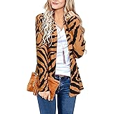 ULTRANICE Cardigan Sweaters Womens Fashion 2024 Trendy Lightweight Long Sleeve Casual Knitted Cardigans Sweater Tops Clothes Outfits with Pockets(Leopard W,S)