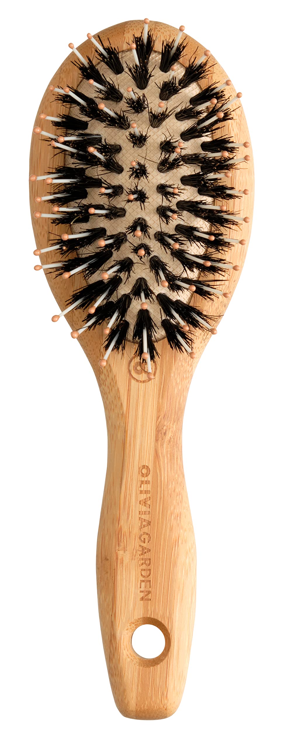 Olivia Garden Bamboo Touch Brush – Eco-conscious Bamboo Detangle Combo Hair Brush, Nylon and Boar Bristles - Size XS