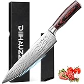 DiiHAUZZ 8 Inch Chef Knife, Ultra Sharp Kitchen Knife in High Carbon Stainless Steel for Professional and Home Chefs with Ergonomic Handle, Forged Chefs Knife with Sheath and Gift Box