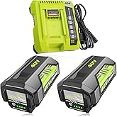2Pack 7500mAh OP4026 Replacement for Ryobi 40V Battery and OP401 Charger Compatible with Ryobi 40 Volt Battery Lithium OP40261 OP4050 OP4040 OP40401 OP40201 OP40601 Cordless Power Tools (7.5Ah-Green)