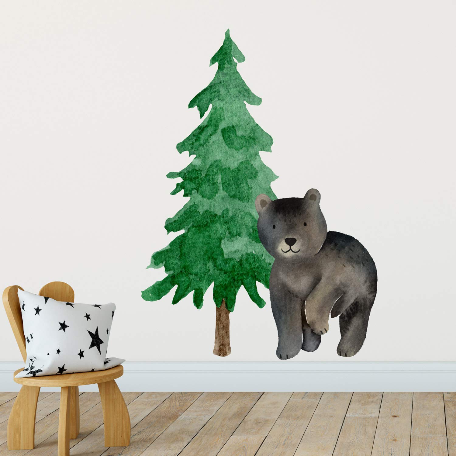 Forest bear wall sticker (Option 3) | Woodland wall stickers | Perfect for decorating a child's bedroom with a woodland theme