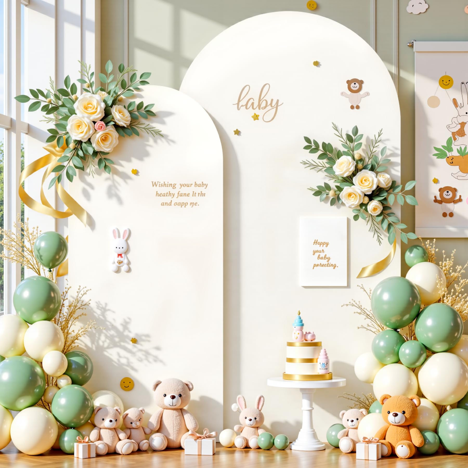 View 1 of Ivory Arch Backdrop Covers - 7.2FT, 6FT Spandex Fitted Wedding Arch Stand Covers Round Top Chiara Arch Backdrop Cover for Wedding Birthday Party Decoration