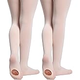 MANZI 2 Paris Convertible Ballet Tights for Girls Professional Transition Toddler Dance Stockings Ultra-Soft