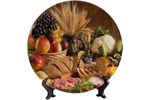 LIGUTARS Still Life Fruit Decorative Plates, 10 Inch, Food & Fruit Decorative Dish with Stand Art Porcelain Plate for Display Kitchen Wall Decor Dinner Plate Dessert Dish Home Office Wall Decor