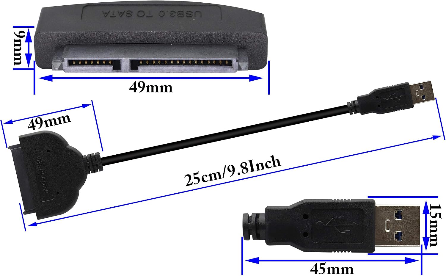 zdyCGTime SATA SSD Adapter Converter,USB 3.0 male to SATA 22pin 2.5 Hard Disk Adapter Cable.Compatible with Windows 8/7/10/Vista/XP system,Mac OS 9/10 and Linus operating system - Image 3