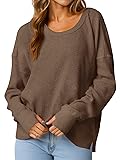 Fisoew Womens Casual Crewneck Sweatshirt Waffle
