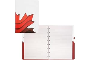 Blueline Canadian Maple Leaf Notebook, A5 21x15 cm, Red, 100 Pages, Soft Cover, Twin-Wire Binding, Repositionable Sheets, Rul