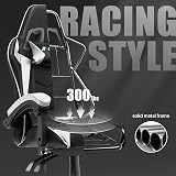 bigzzia Ergonomic Gaming Chair White with Lumbar & Headrest Cushions view 6