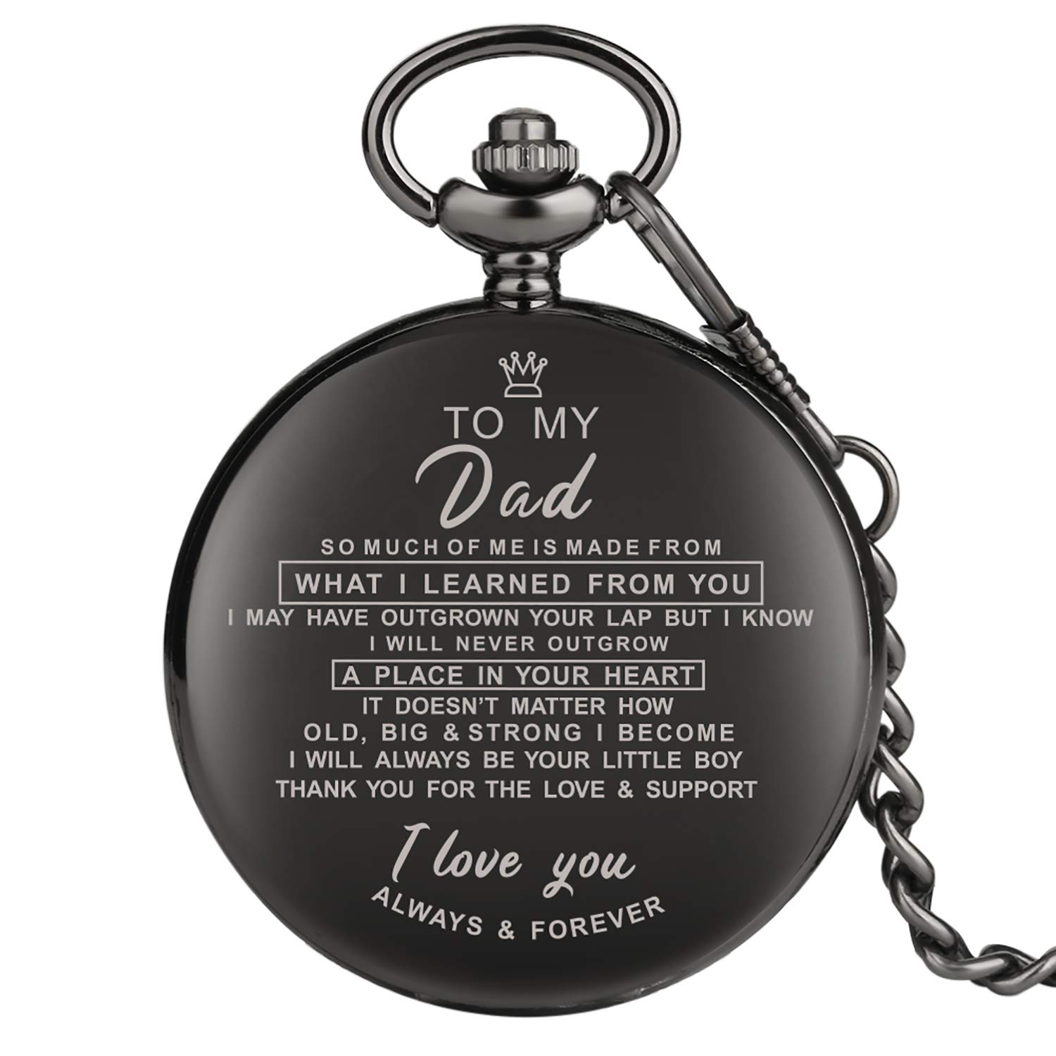 CokinkiDsMens Dad Pocket Watches to My Dad Quartz Fob Watches with Chain Fob Pendant for Men Daddy Birthday Father's Day Gifts