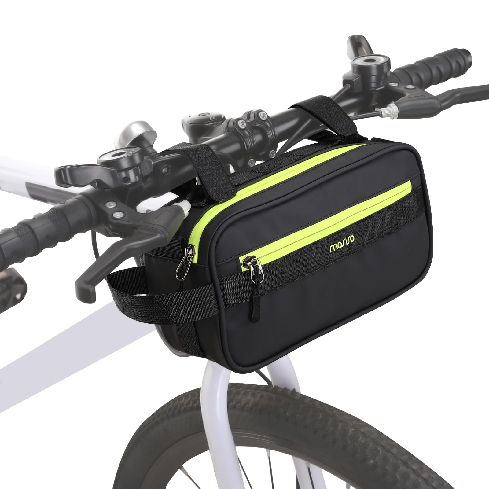 MOSISO Bike Handlebar Bag, Bicycle Frame Bag, Multifunctional Waterproof Cycling Front Case with Shoulder Strap, Bike Crossbar Front Pouch Storage Tool Case for Women Men Road Mountain Cycling, Green