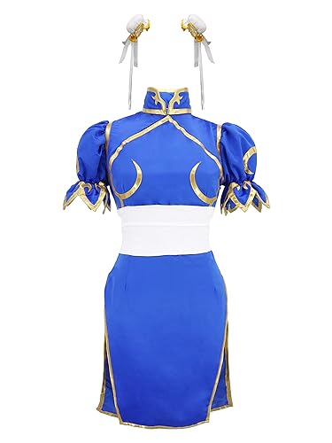 DAZCOS US Size Women's Game Cosplay Costume Blue Bodysuit with Detached Gloves and Socks : DAZCOS Women US Size Anime Cosplay Costume Outfit with
