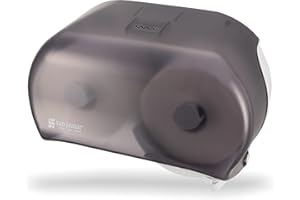 San Jamar Classic Versatwin Plastic Tissue Dispenser, Toilet Paper Holder, Tissue Holder with Dual Dispensing for Bathroom, Commercial, Office, Restaurants, Hospitals, Schools, 5.5 Inches, Black Pearl