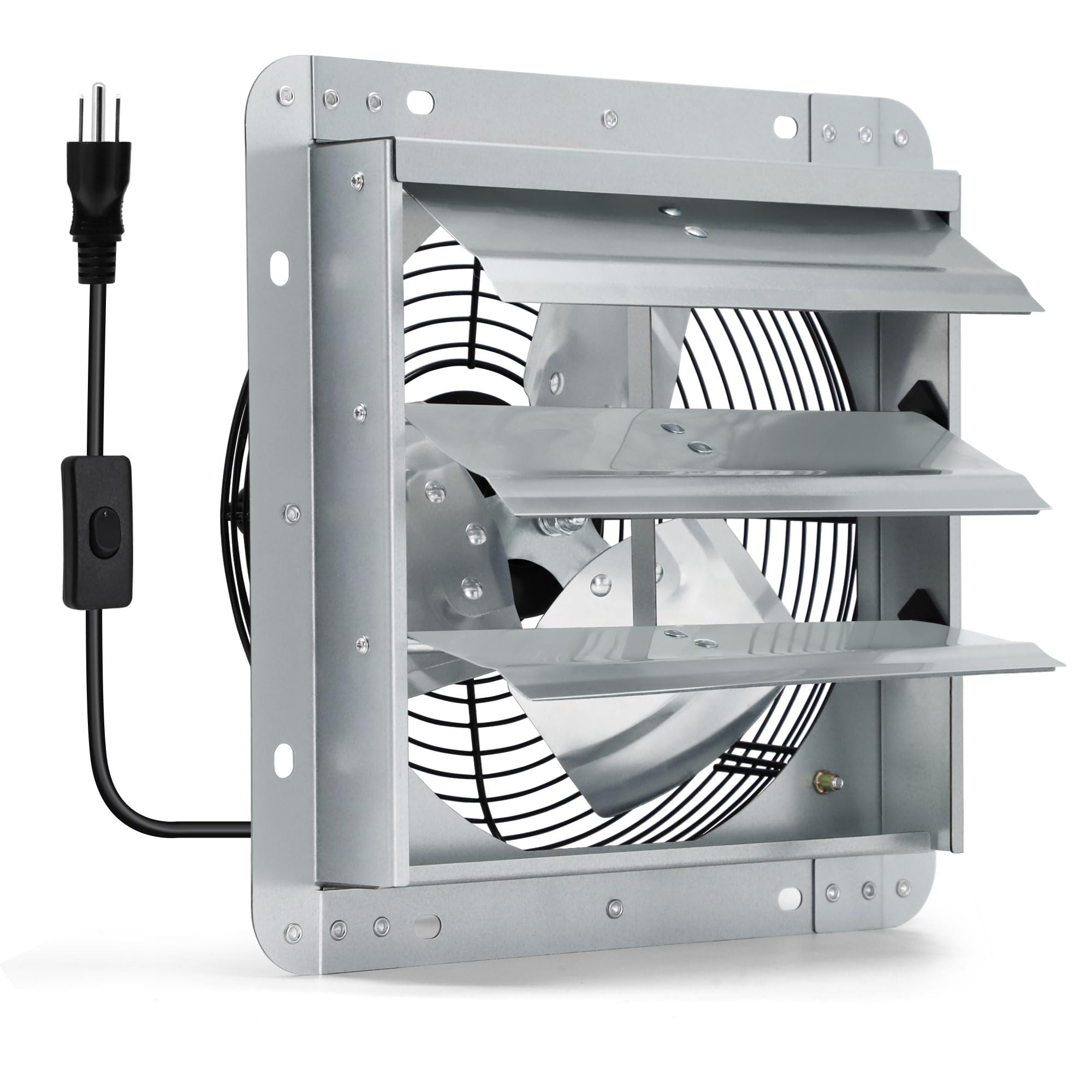 Photo 1 of Hipoilk 10 Inch Shutter Exhaust Fan, Wall Mount Attic Fan with Power Cord for Greenhouses, Sheds, Garages, Chicken Coops, Barns Ventilation, 820 CFM