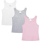 QBK 6-16Years Girls Tank Top with Built in Bra Training Bras Cotton Camisole Built in Bra Undershirts with Shelf Bra
