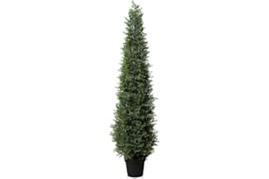 LOMANTO 5Ft Artificial Tree,Fake Topiary Cedar Tree for Indoor Outdoor, UV Rated Potted Plants for Porch Decor Faux Pine Tree for Perfect Housewarming 1Pack