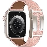 Charlam Leather Magnetic Watch Band, Compatible with Apple Watch Bands 40mm 38mm 41mm 42mm 44mm 45mm 46mm 49mm Women Men, Top Grain Leather Designer Strap for iWatch Series 11/10/9/8/7/6-1/Ultra 3/SE3