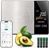 WARMKEY Smart Nutrition Food Scale with App - 1g Precision Digital Kitchen Scale, Tracks Calories &amp; 24 Nutrients, Macros, Fat &amp; Protein for Keto, Fitness &amp; Meal Prep, 11lb/5kg with Tare Function