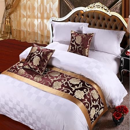 Y Step Luxury Bed Runner Bedding Accessories Throws Peony Pattern