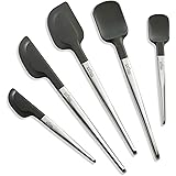 All Clad Silicone Tools 5-Piece Ultimate Set For Cooking, Baking And Serving, Stainless Steel and Black