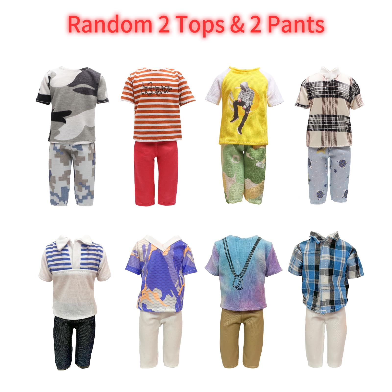 11.5 Inch Doll Clothes and Accessories Doll Outfit for 12 Inch Boy Doll,Including 1 Suit,1 Shirt, Random 4 Tops,Random 4 Pants,1 Pair of Glasses,2 Pairs of Shoes and 1 Computer