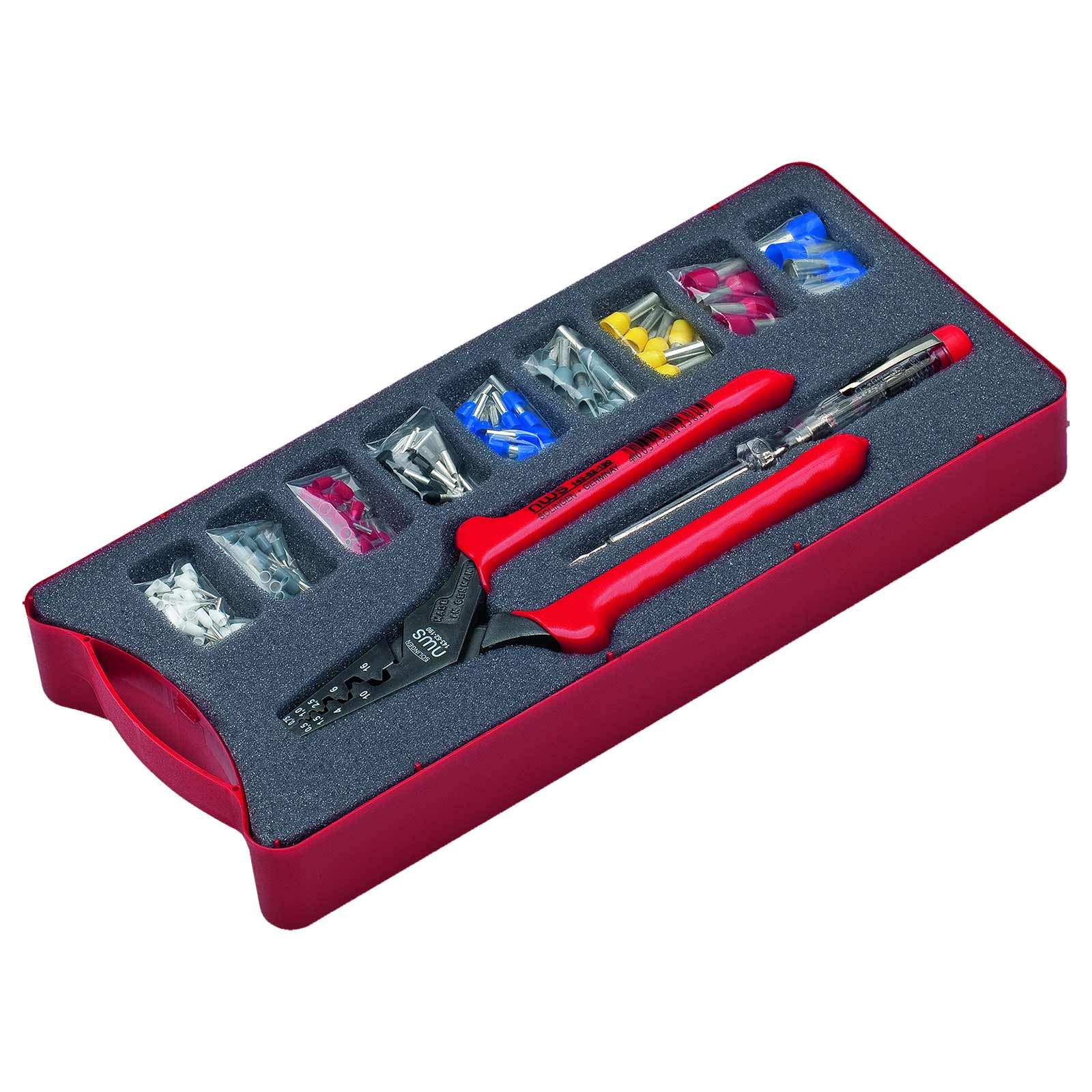 NWS 143-BIS 143-BIS Pressing Pliers and End-Sleeves Assortment, Black/Red