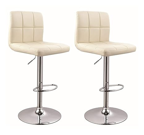 Duhome Barhocker 2X Barstuhl Kunstleder Creme, Drehstuhl, Tresenhocker (Typ 9-451Y) Bar Sessel, gut gepolstert, Bodenschoner,