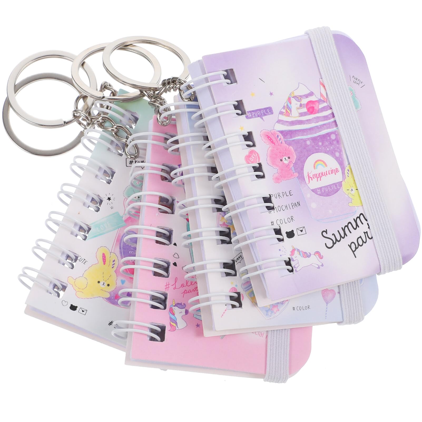 BESPORTBLE Miniature Notebook Keychain Diary Keychain, Mini Pocket Notebook, Small Book Key Ring, Writing Drawing Diary Notepad for Kids Girl Boy 4pcs Mini Keyring