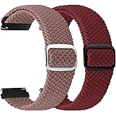 2 Pack Quick Release Braided Bands - 18mm 19mm 20mm 22mm 24mm Solo Loop Adjustable Soft Band for Women Men