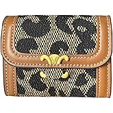 Leheybia Women's Credit Card Holder Jacquard Canvas Small Wallet Rfid Blocking Business Card Case 11 Accordion Card Slot Card Holder Wallet for Women (Earthy yellow)