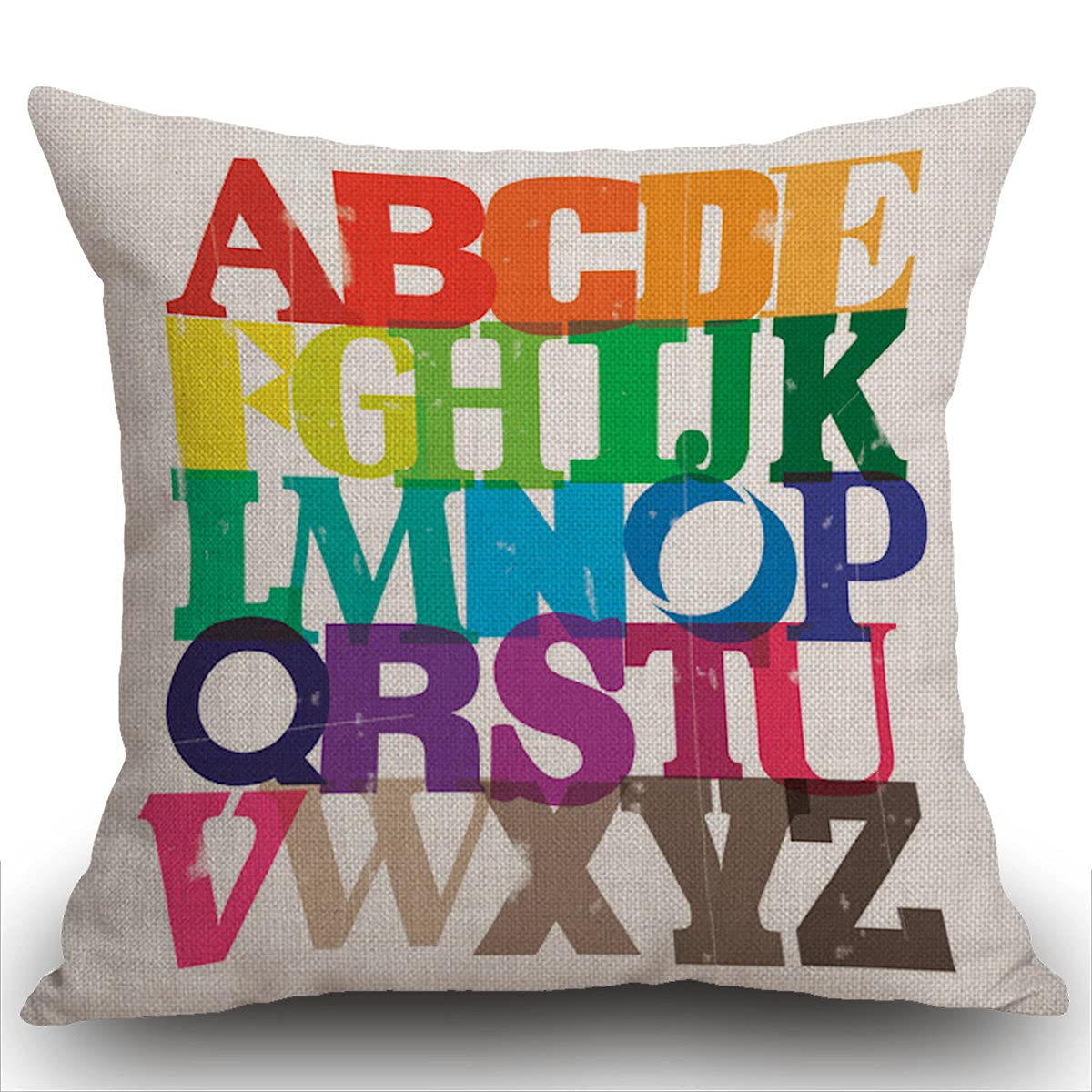 Smooffly Rainbow ABC Square Cushion Cover Throw Pillow Cover Colorful English Alphabet Decorative Pillow Case Home Decor 18x18 Inches Pillowcase 45 x 45 cm 18 x 18 inches