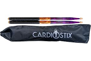 CardioStix Bundle Plus Weighted(1 PAIR) 5oz per pair American Hickory Wood Cardio Drum Sticks 2B 16 Inches Long w/new improved grips | For Drumming, Fitness, Exercises(Purple/copper)