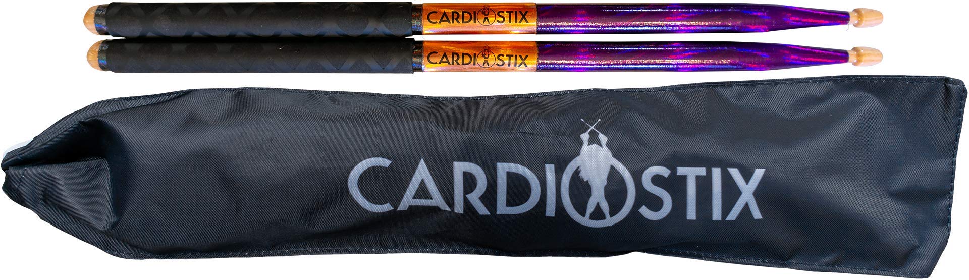 CardioStix Bundle Plus Weighted(1 PAIR) 5oz per pair American Hickory Wood Cardio Drum Sticks 2B 16 Inches Long w/new improved grips | For Drumming, Fitness, Exercises(Purple/copper)