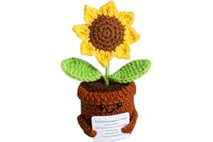 Meboltpan Inspirational Gifts for Women, Positive Crochet Animals, Emotional Support Home Decor Knitting Flower, Handmade Crochet Sunflower Motivational Gifts for Women