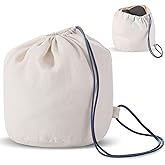 Dansydaisy 1 Pcs Travel Cotton Case Bag Sleeve Drawstring Pouch for Travel Pillow, Travel Neck Pillow Bag with Drawstring Travel Pillow Case Cover for Airplanes Trips Camping Storage