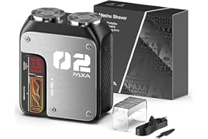 PAXA Mini Electric Shaver for Men,9000Rpm Electric Razor for Men,Magnetic Dual-Head Rotary Pocket Shaver IPX7 Waterproof Wet & Dry for Shaving Face,USB-C Rechargeable for Home,Car,Travel(Gray)