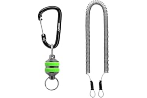 SAMSFX Fishing Strongest Magnetic Net Release Magnet Clip Holder Retractor with Coiled Lanyard