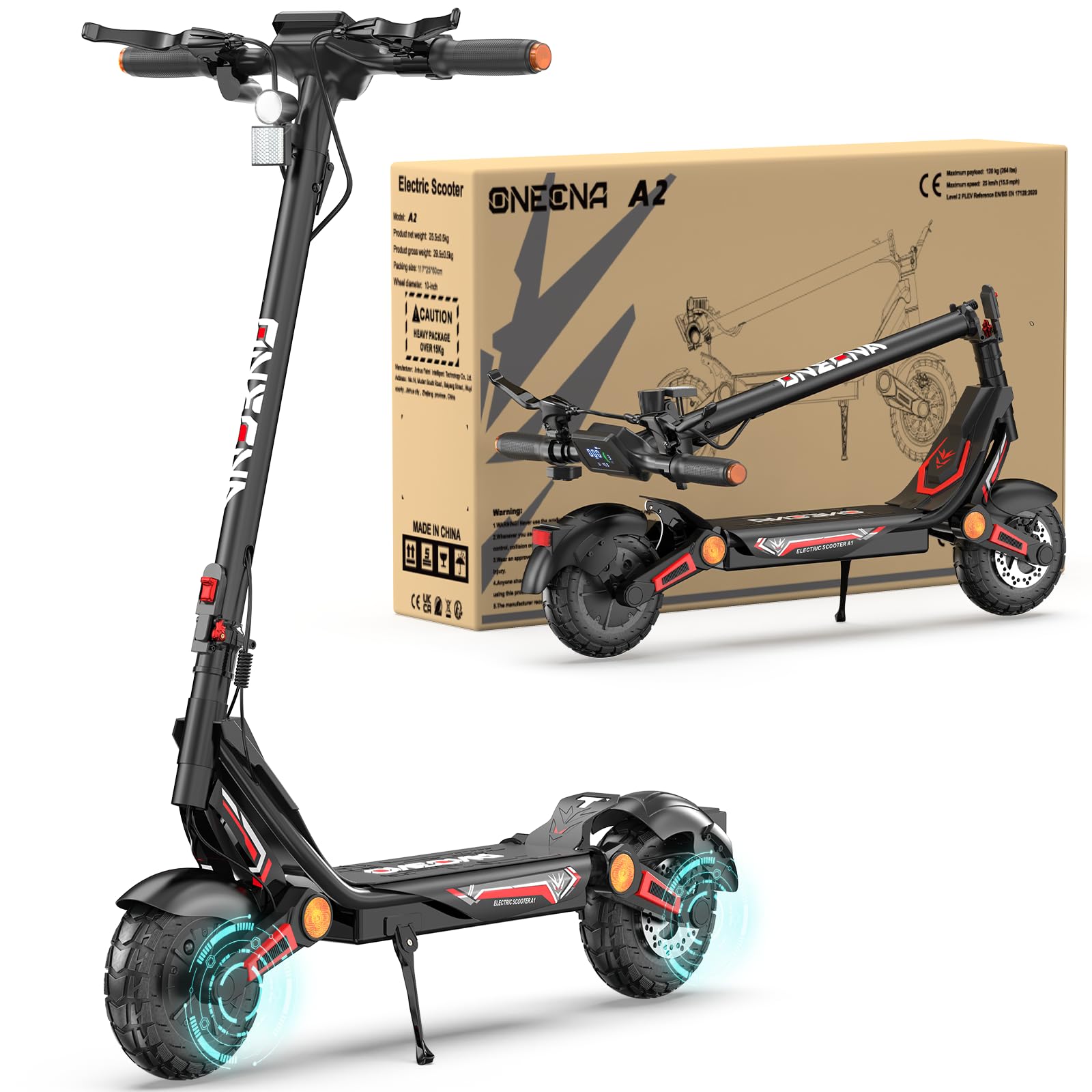 3000W Dual Motor Electric Scooter for Adults - 35MPH Top Speed, 45Miles Long Range, Foldable Off-Road/Commuter E-Scooter with 10 Inch Highways Tires, Dual Shock Absorption