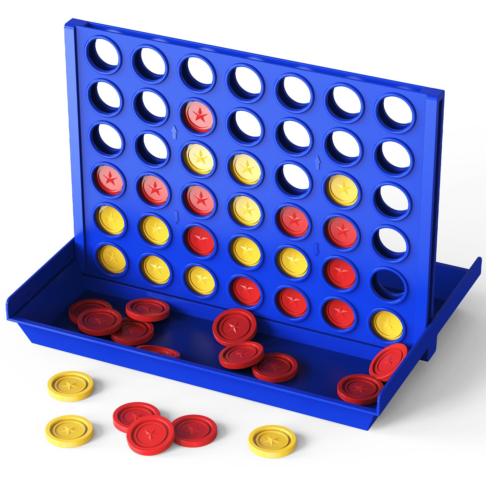 Pup Go 4 in a Row Classic Board Game for Kids Ages 3-8, 8.2 x 5.9 inches with 6 Spare Discs, Perfect Educational Family Toy for Boys & Girls, 2 Player Strategy Game, Foldable Design