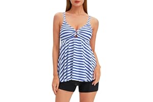 Jollkichay Tankini Swimsuits for Women Tummy Control Swimsuit Modest Tankini Top with Boyshort Bathing Suits Swimwear