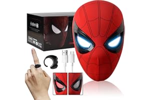 CHUDEILO Spider Hero Mask Toy with Moving Eyes and LED Lights - Movable Eyes Remote Control, Full Face - Great for Halloween, Christmas, Cosplay