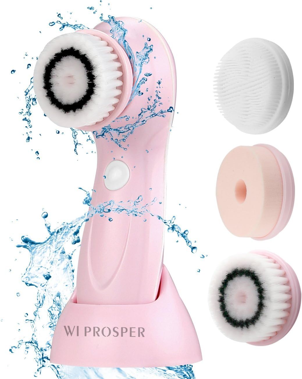 Facial Cleansing Brush，Wi Prosper， 3 In 1 Waterproof Professional Natural Skin Care Beauty Instrument,USB Rechargeable, for Exfoliating Deep Cleaning,Promote Skin System