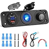 Kohree 12V Power USB Outlet Socket 3 in 1, PD Type C 3.0 & QC 3.0 USB, 200W Cigarette Lighter Socket, USB Charger Socket Wate