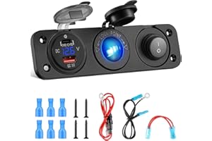 Kohree 12V Power USB Outlet Socket 3 in 1, PD Type C 3.0 & QC 3.0 USB, 200W Cigarette Lighter Socket, USB Charger Socket Wate