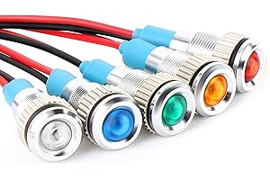 GASHER 110V/24V/12V 20mA Energy Saving Indicator Light Mounting Hole Size 12mm(1/2 inch) Green Yellow Red Blue White 5 PCS（110V）