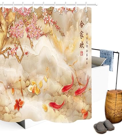 Amazon Com Lb Peach Blossom Koi Fish Shower Curtains For Shower