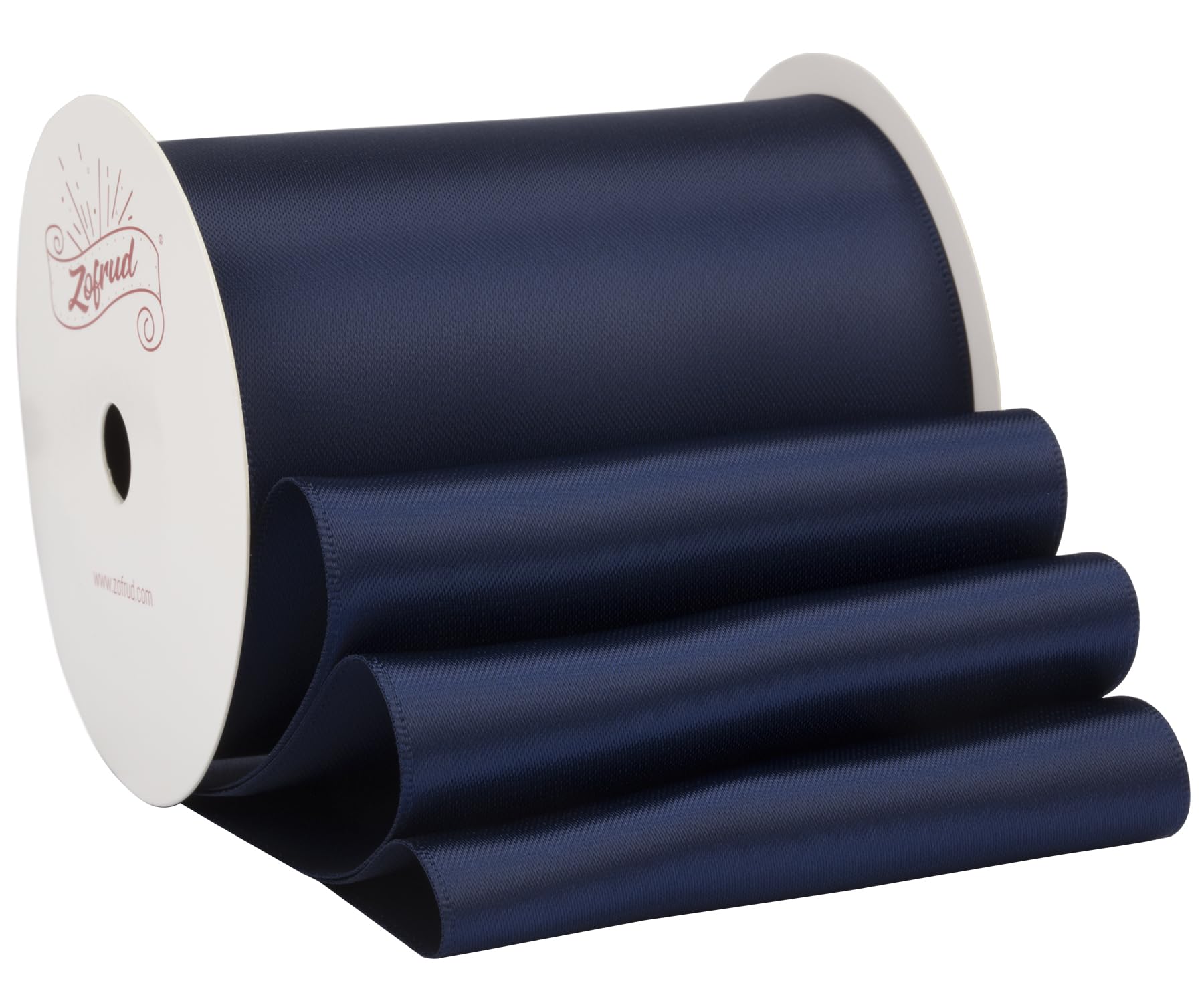 Zofrud Navy Satin Ribbon 89mm x 9 Meters - Large Ribbon Ideal for Bows, Gift Wrapping, Flower Bouquet, and Crafts