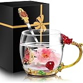 Women Glass Tea Coffee Pretty Cup Gift Set Cute Mug Teacher Appreciation Soul Bestie Co Worker Thank You Grandma Gigi Granny Mother Day Wife Daughter Son First Mama Mommy Bonus Mom Christmas Birthday
