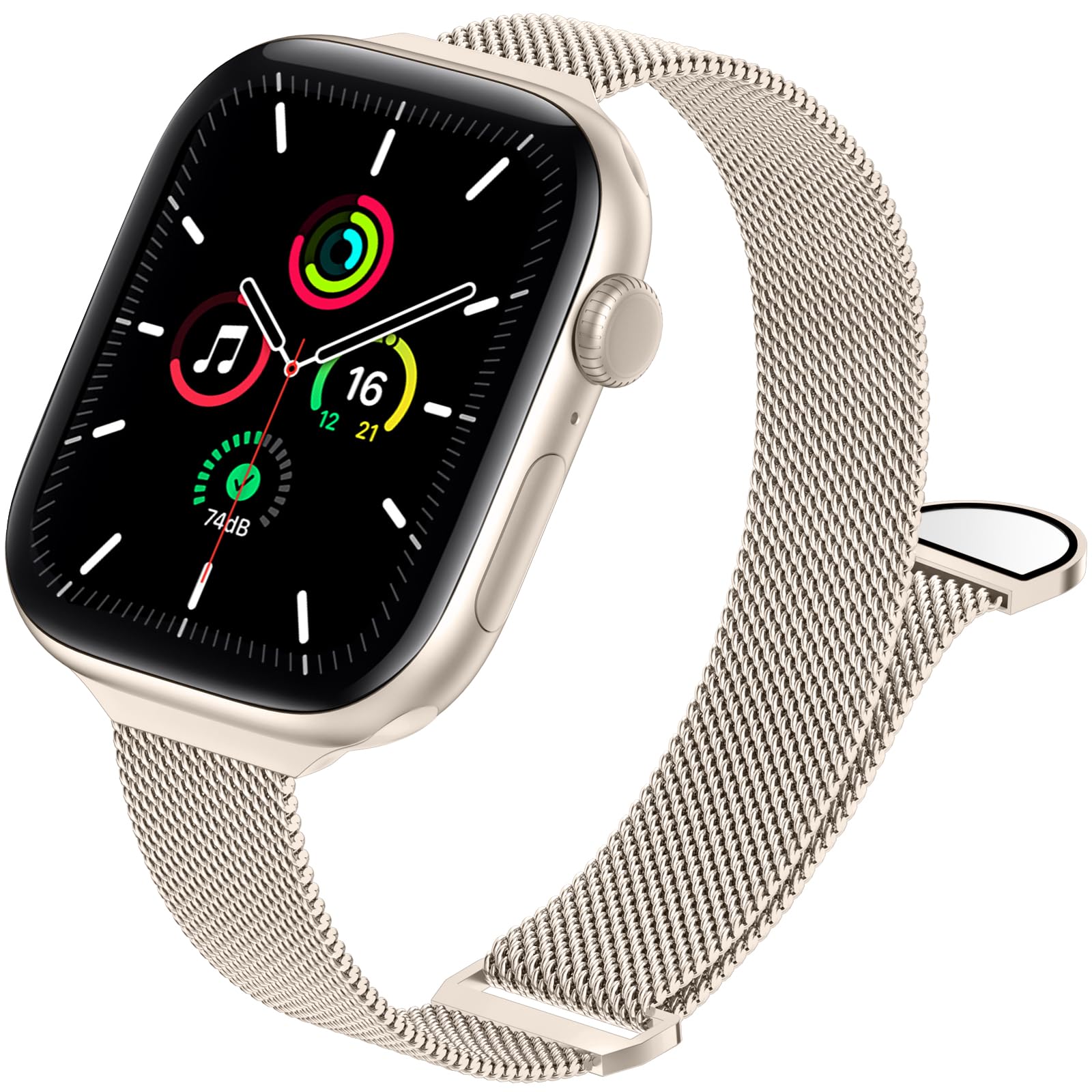 JKD Soft Magnetic Band Compatible with Apple Watch Bands for Women Girls 44mm 45mm 42mm 46mm, Slim Stainless Steel Mesh Loop Wristband for Apple Watch Series 10 9 8 7 6 5 4 3 iWatch SE/SE 2 Stralight