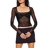 Forever 21 Womens Polka Dot Mesh Crop Top